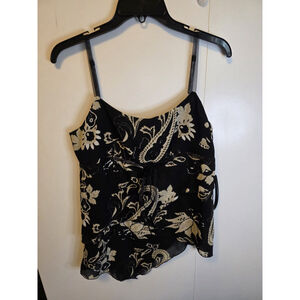 Tribal Women's Top Cami Black floral tiered Size 8 Sleeveless GUC Retails $68